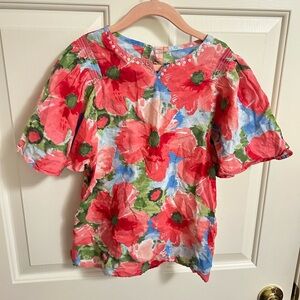 Gymboree Burst of Spring Floral Watercolor Flutter Sleeve Top 8